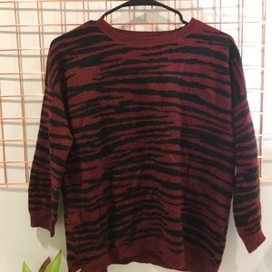 Burgundy Tiger Print Sweater